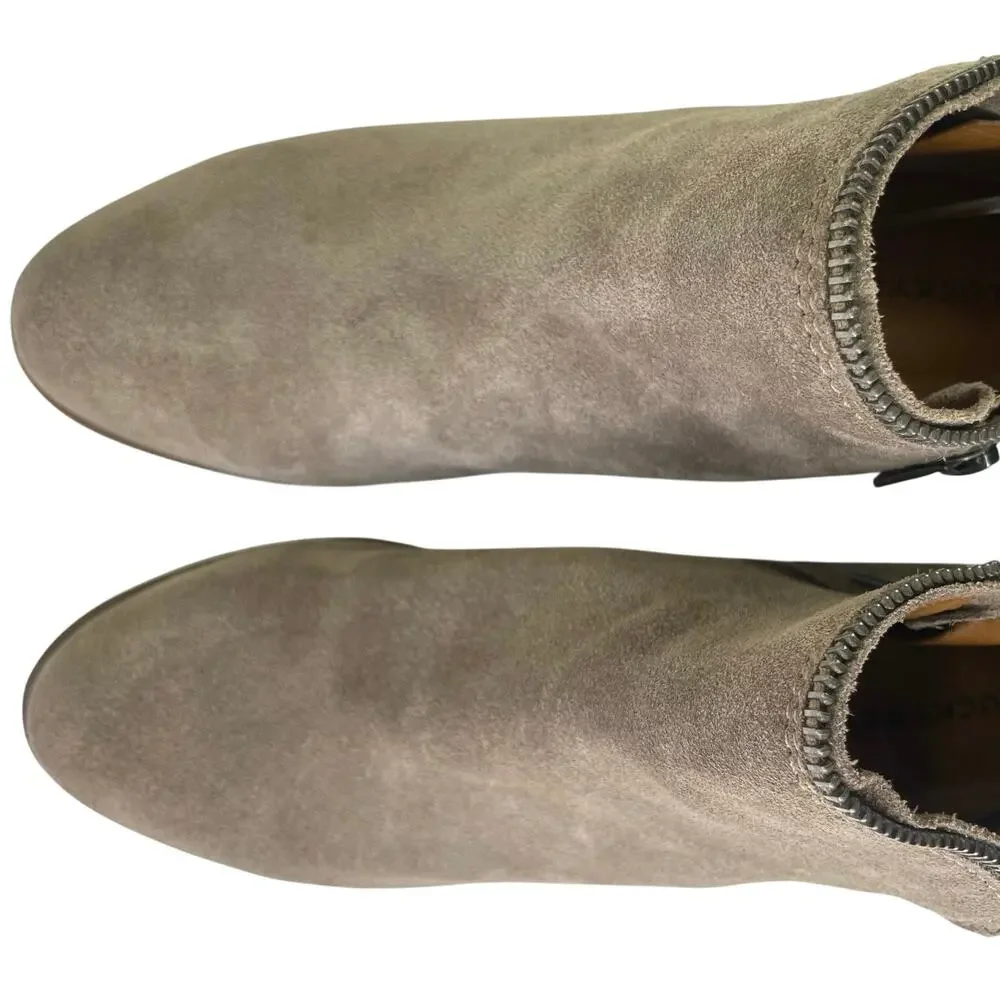 Lucky Brand Women Bartalino Tan Leather Suede Dual Zip 1.5